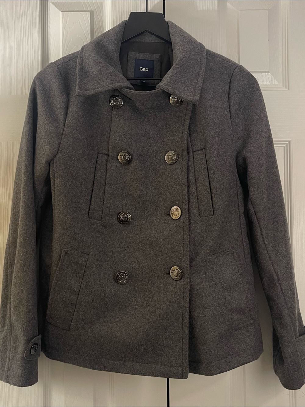 GAP Women's Double-Breasted Peacoat in Charcoal